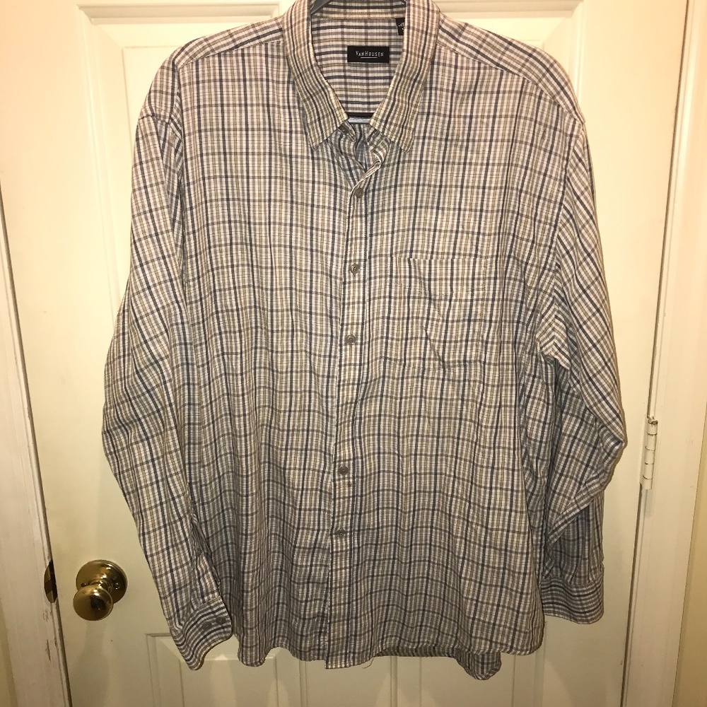 VanHeusen Plaid Shirt Long Sleeve Button-Down